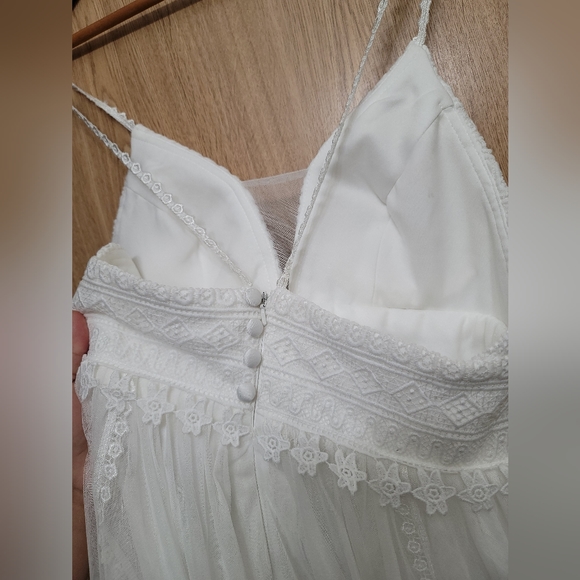 Spaghett Straps Boho Wedding Dress Lace V-NECK White wedding gown dress, Bridal - Picture 4 of 7